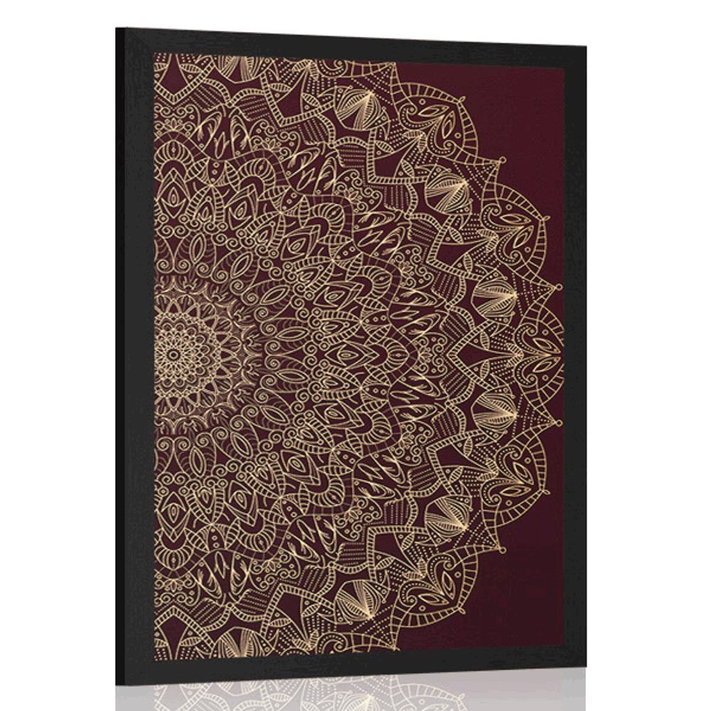 Plagát detailná ozdobná Mandala - 30x45 black