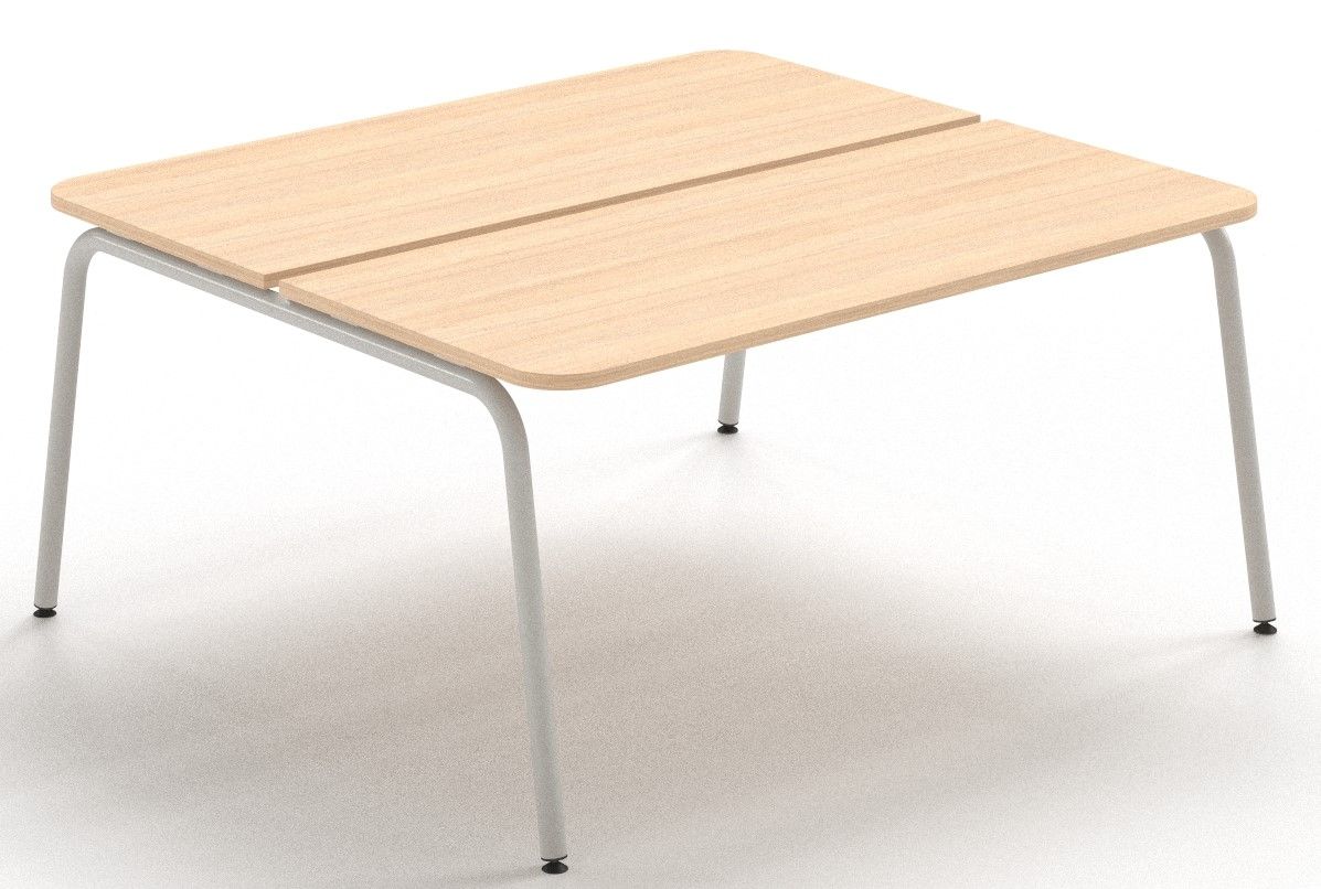 NARBUTAS - Dvojmiestny pracovný stôl ROUND so zaoblenými rohmi a posuvnou doskou - 140x144