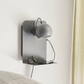 FRANDSEN Ball USB nástenné svietidlo sivá matná, Obývacia izba / jedáleň, kov, E14, 25W, L: 22 cm, K: 30cm