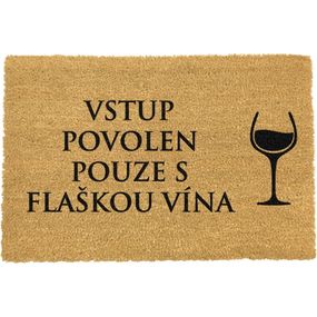 Rohožka z prírodného kokosového vlákna Artsy Doormats Flaška Vína, 40 x 60 cm