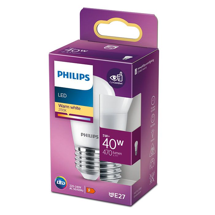 Philips 8719514309401 LED žiarovka E27 5W/40W 470lm 2700K P45 kvapka