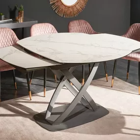 Rozkladací jedálenský stôl FANTASOS Dekorhome Bielo-sivý mramor