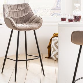 Dizajnová barová stolička Kiara šampanský zamat