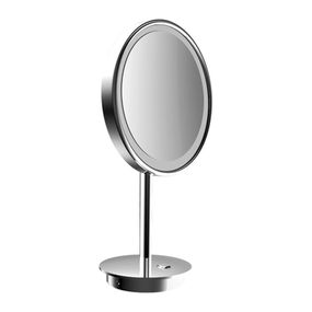 Emco Cosmetic mirrors Pure LED - Stojace okrúhle LED-holiace a kozmetické zrkadlo s osvetleným dotykovým senzorom a skrutkovicový kábel, 3 násobné zväčšovanie, chróm 109406009