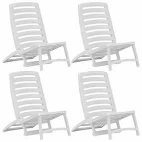 Skladacie plážové stoličky 4 ks plast Dekorhome Biela