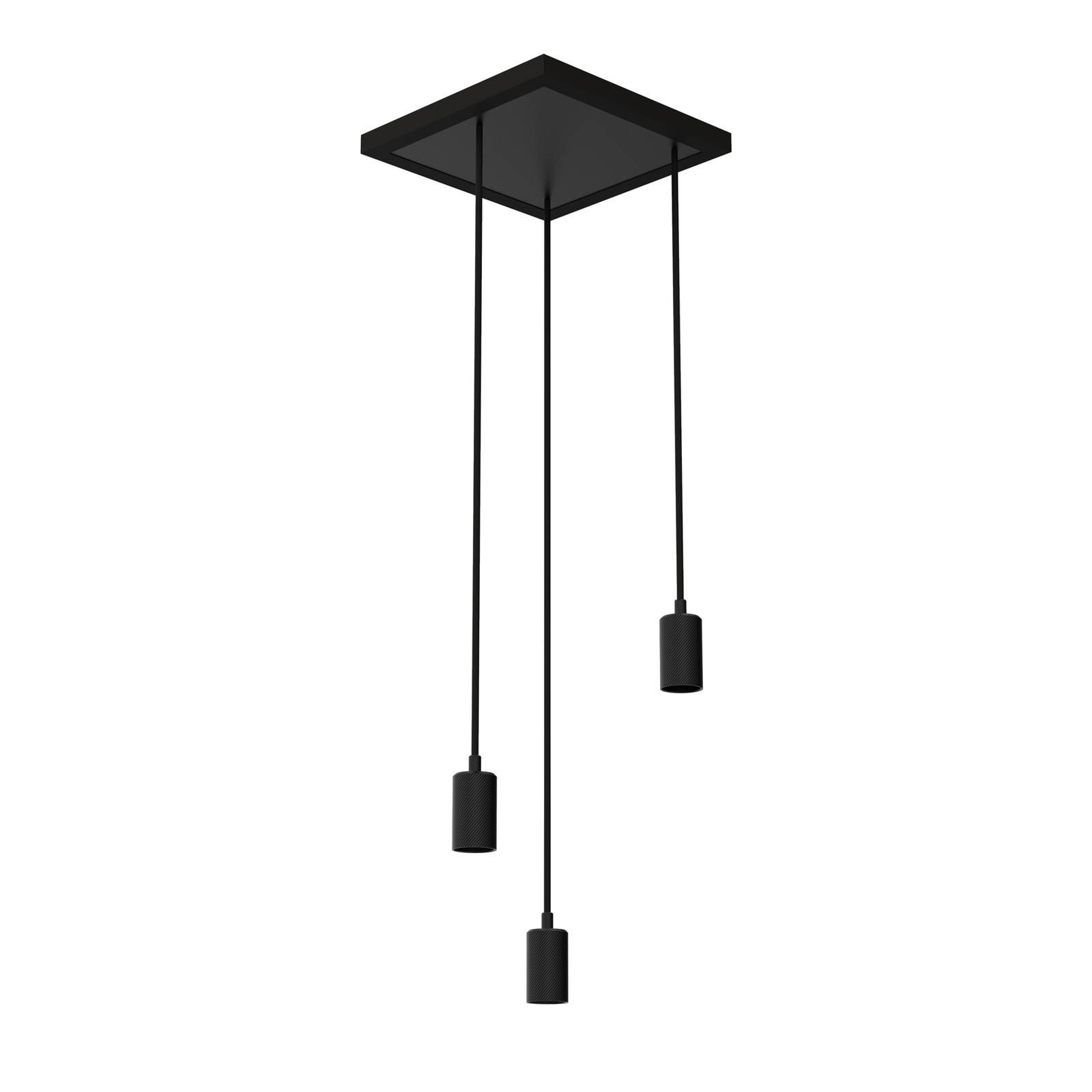 Segula SEGULA Madox Square 3X Wave svietidlo čierna E14, Obývacia izba / jedáleň, MDF, hliník, imitácia kože, E14, 60W, P: 32.5 cm, L: 32.5 cm