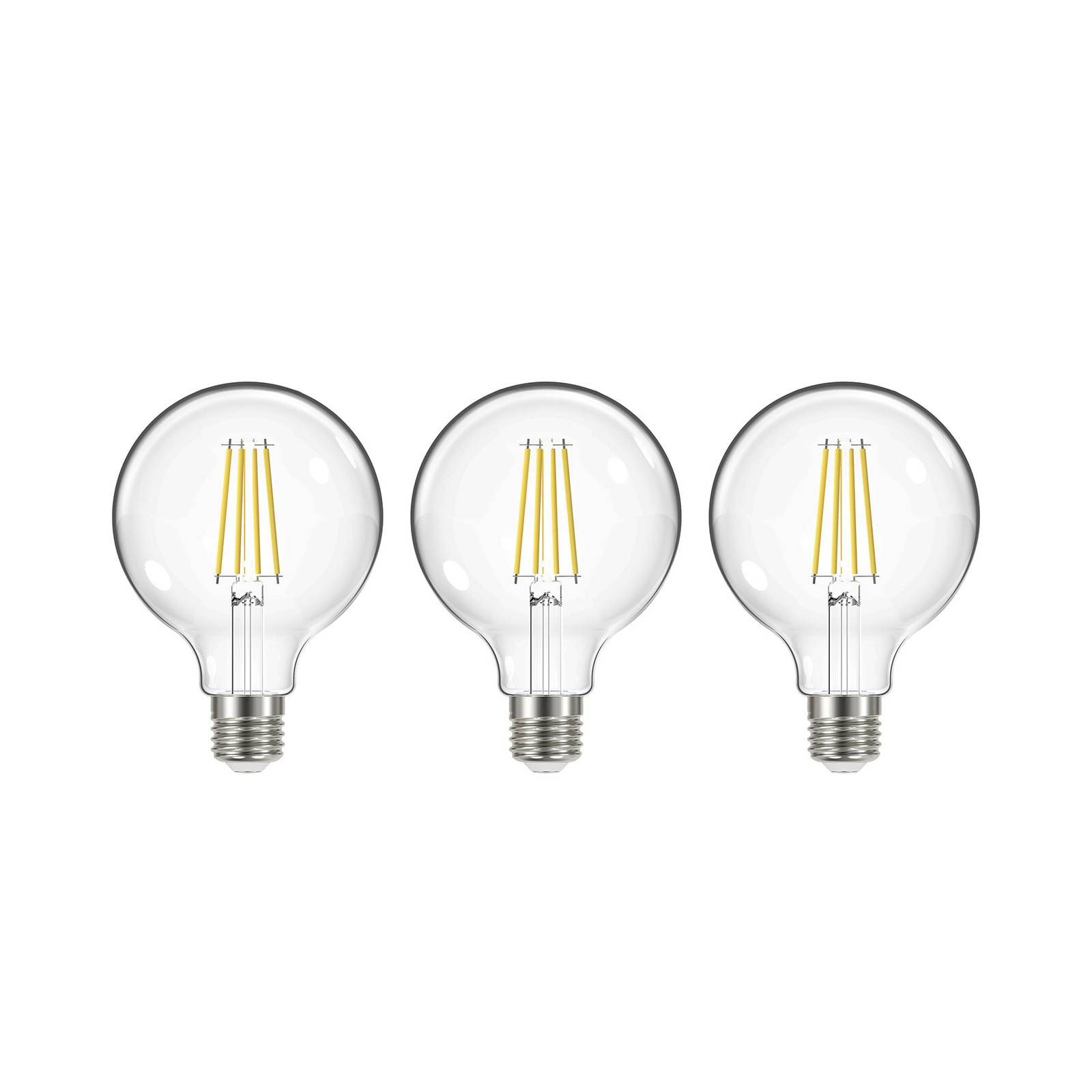 Arcchio LED žiarovka G95 E27 3, 8W 2 700K 806lm 3ks, sklo, polykarbonát, hliník, E27, 3.8W, Energialuokka: A, P: 13.8 cm