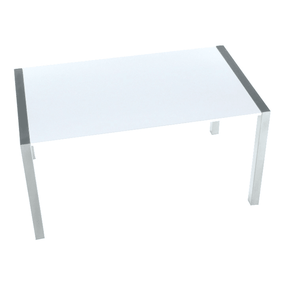 Kondela Jedálenský stôl, rozkladací, MDF/kov, biela extra vysoký lesk HG/strieborná, DARO
