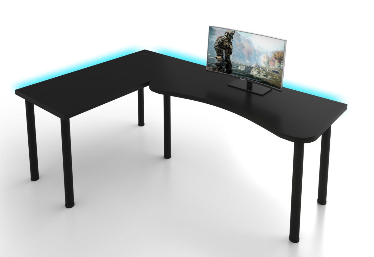 Expedo Počítačový rohový stôl MOOD L s LED, 200/135x73-76x65, čierna, ľavý