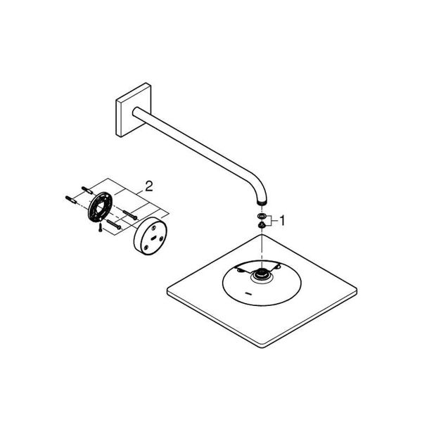 Grohe Rainshower SmartConnect - Hlavová sprcha 310 Cube 9,5 l/min s ramenom a diaľkovým ovládaním, 2 prúdy, chróm 26642000