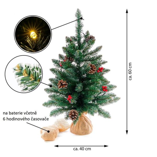 Vianočný stromček s osvetlením - 60 cm, 30 LED