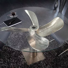Dizajnový jedálenský stôl Propeller 94 cm strieborný