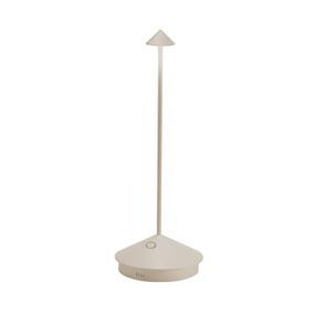 Zafferano Pina stolová lampa batérie IP54 piesková, Obývacia izba / jedáleň, hliník, polykarbonát, 2W, K: 29cm