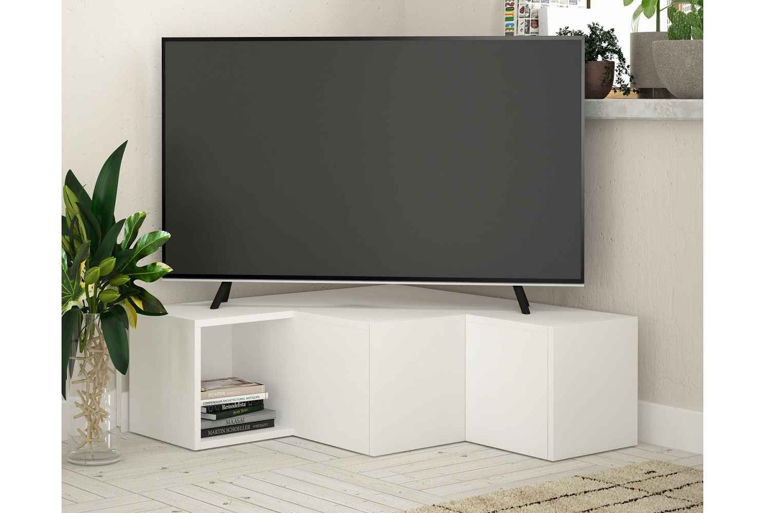 Dizajnový TV stolík Laksha 90 cm biely