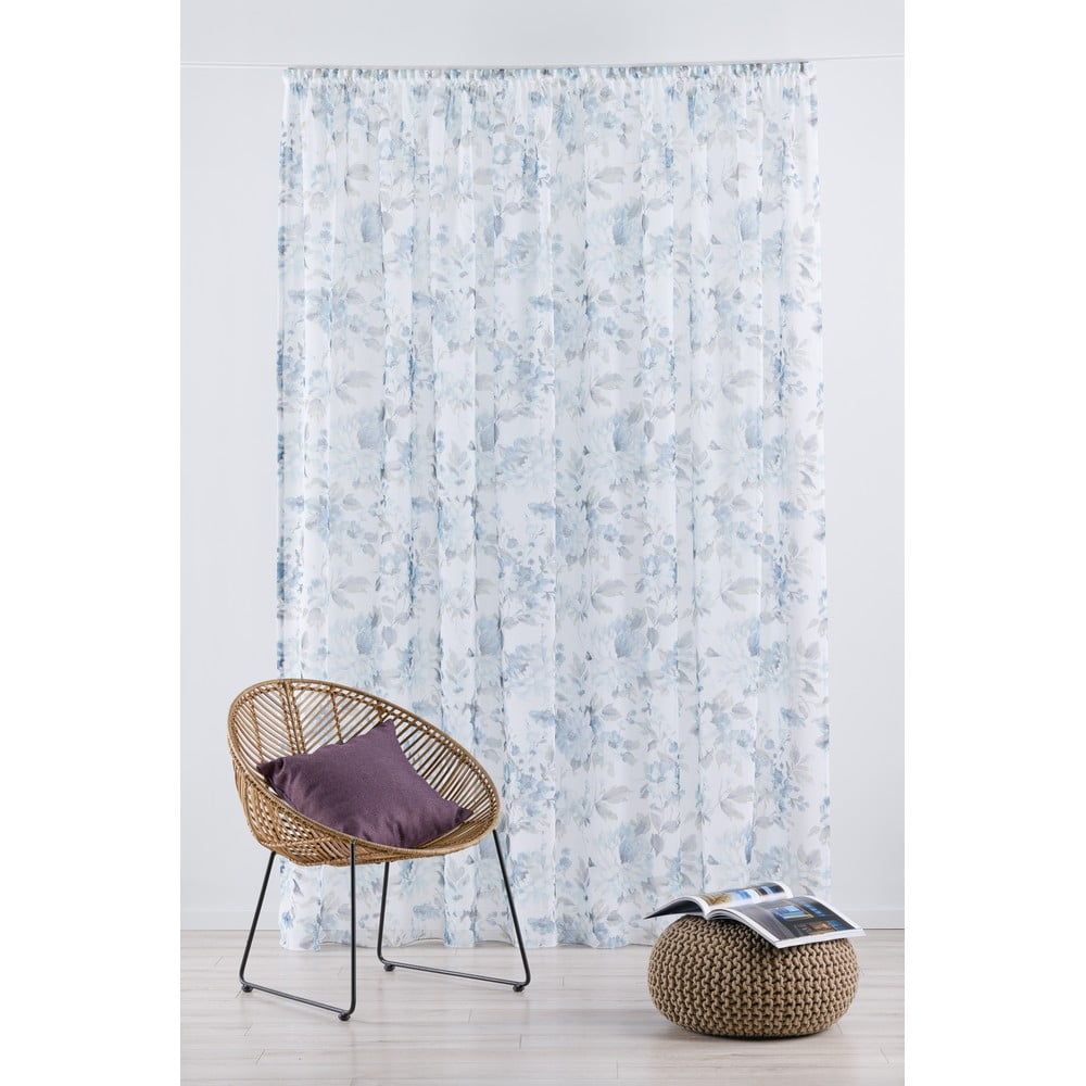 Bielo-modrá záclona 300x260 cm Elsa - Mendola Fabrics