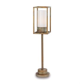 Moretti Luce Chodníkové svietidlo Cubic³ 3370 mosadz/opál, mosadz, sklo, E27, 52W, P: 15 cm, L: 15 cm, K: 70cm