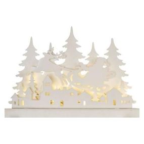 Emos LED dekorácia drevená – vianočná dedinka 31cm, 2x AA, teplá biela, časovač DCWW30