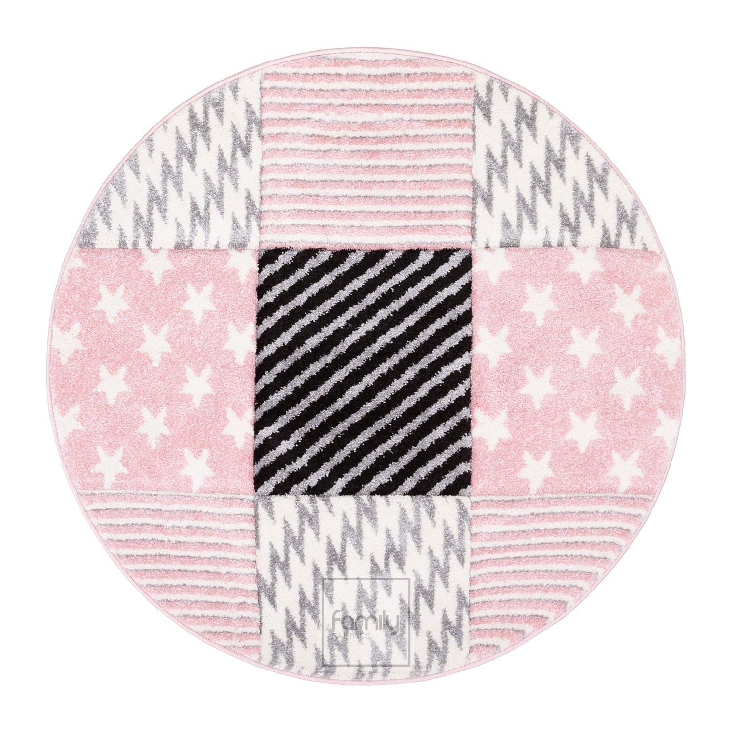 DomTextilu Vzorovaný ružový okrúhly koberec do detskej izby 41723-197009