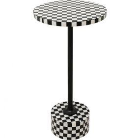 KARE Design Odkládací stolek Domero Chess - černobílý, Ø25cm