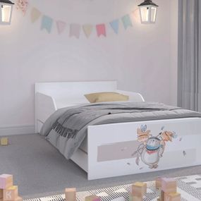 DomTextilu Úchvatná detská posteľ 180 x 90 cm so zvieratkami  Biela 46924
