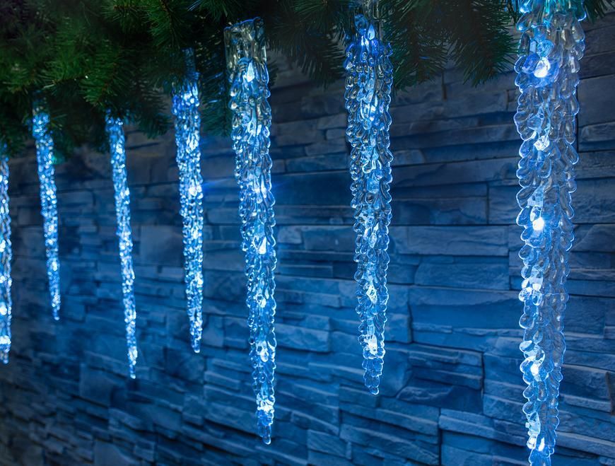 Reťaz MagicHome Vianoce Icicle, 65x LED ľadovo modrá, 8 funkcií, 230 V, 50 Hz, IP44, exteriér, osvetlenie, L-2,70 m