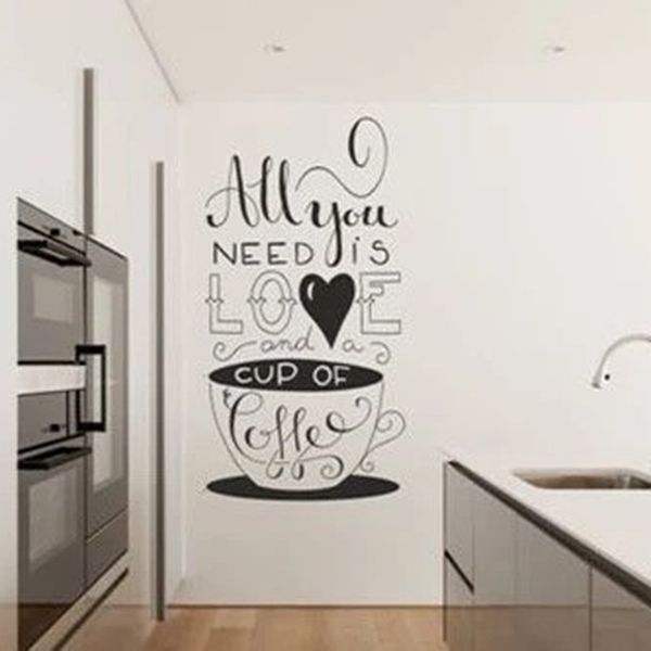 DomTextilu Nálepka na stenu s textom ALL YOU NEED IS LOVE AND A CUP OF COFFEE 60 x 120 cm