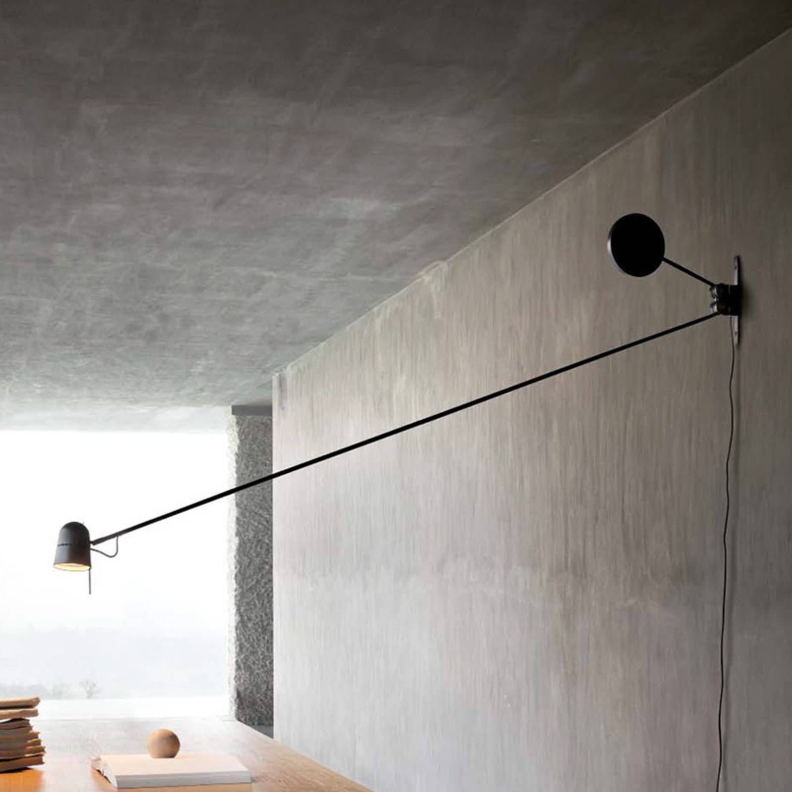 Luceplan Counterbalance nástenné LED svetlo čierne, Obývacia izba / jedáleň, oceľ, hliník, 12W, L: 8.5 cm