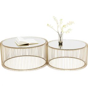 KARE Design Konferenční stolek Wire Brass (set 2 kusů)