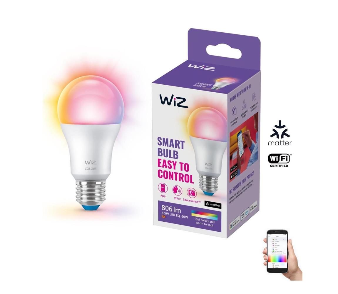 LED RGB Stmievateľná žiarovka A60 E27/8,5W/230V 2200-6500K Wi-Fi - WiZ