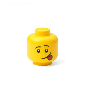 Žltá úložná škatuľa v tvare hlavy LEGO® silly, 10,5 x 10,6 x 12 cm