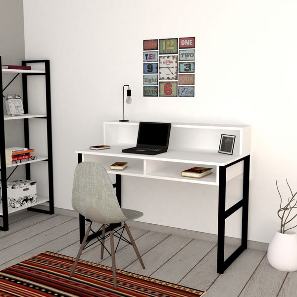 Sconto Písací stôl KEMO biela/antracitová