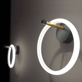 Marchetti Nástenné LED svietidlo Ulaop, jeden kruh, čierne, Obývacia izba / jedáleň, kov, plexisklo, 10W