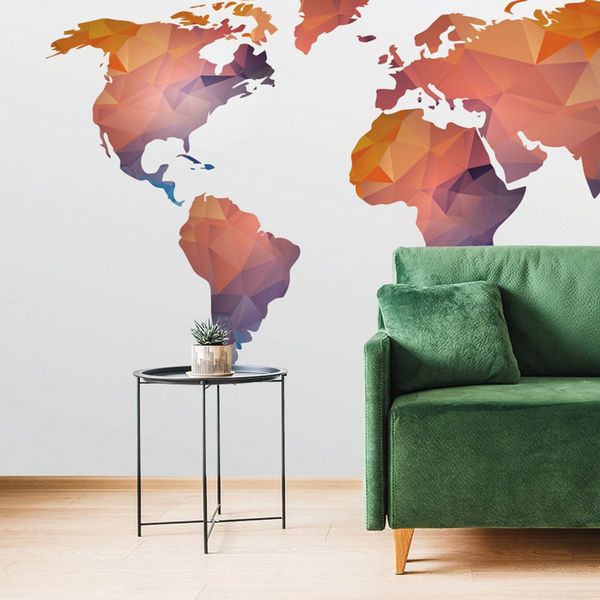 Samolepiaca tapeta mapa sveta v odtieňoch oranžovej - 300x200