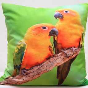 DomTextilu Zelená obliečka na vankúše s oranžovými papagájmi 40x40 cm Zelená 3142-147286