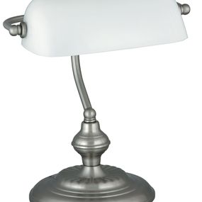 Stojanová lampa Bank 4037 (saténová chrómová + biela)