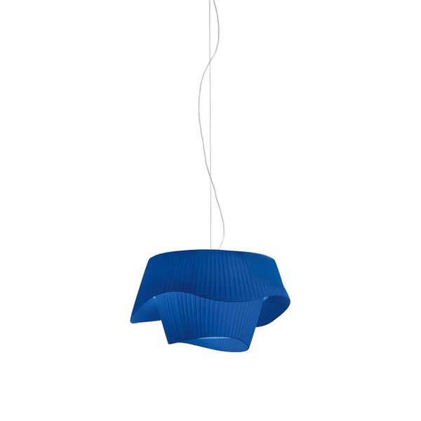 Modo Luce Cocó textilná závesná lampa Ø 80cm modrá, Obývacia izba / jedáleň, kov, látka, E27, 70W, K: 43cm