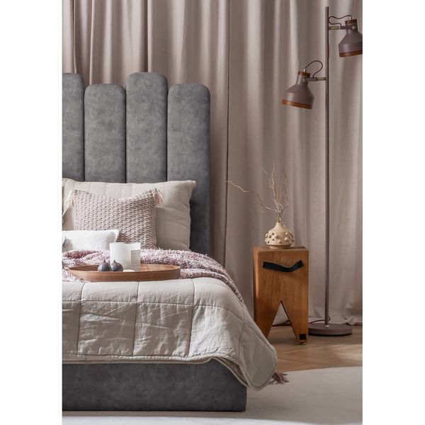 Sivá čalúnená dvojlôžková posteľ s úložným priestorom s roštom 160x200 cm Dreamy Aurora – Miuform