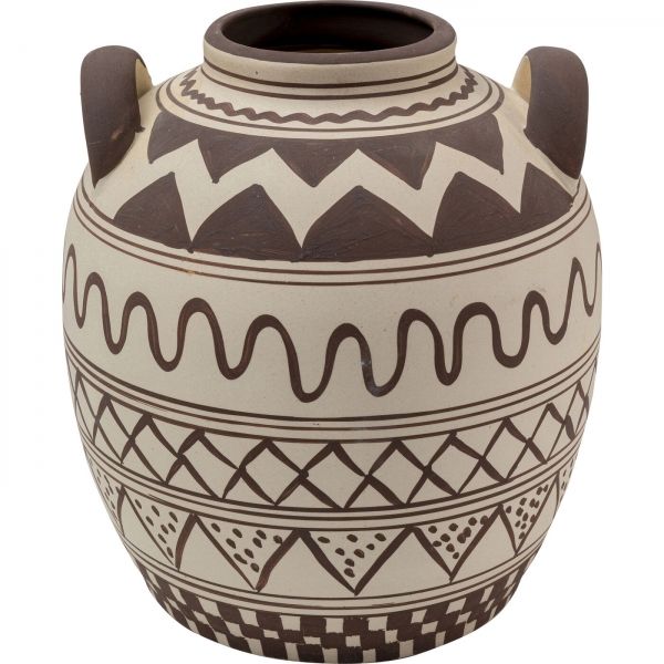 KARE Design Hnědobílá keramická váza Nio 20cm
