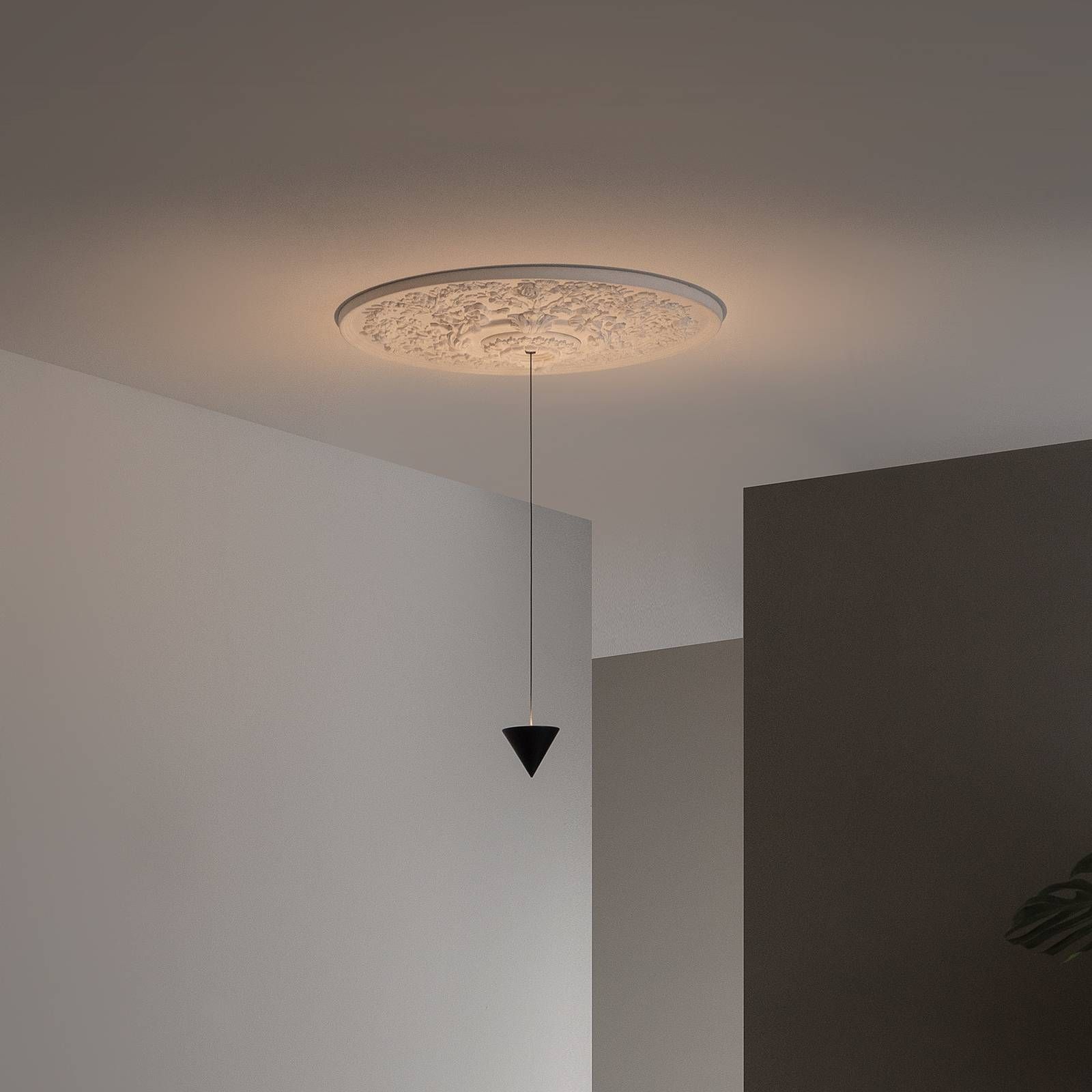 Karman Moonbloom závesné LED svetlo 1pl Ø75, 2700K, Obývacia izba / jedáleň, hliník, sadra, 16.8W