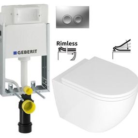 GEBERIT KOMBIFIXBasic vr. matného tlačidla DELTA 25 + WC REA Carlo Mini Basic Rimlesss + SEDADLO 110.100.00.1 21MA CB1