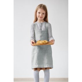 Detská sivá ľanová zástera Linen Tales Pinafore, 60 x 34 cm