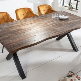 Estila Industriálny jedálenský stôl Andala z masívneho agátového dreva hnedej farby 160cm
