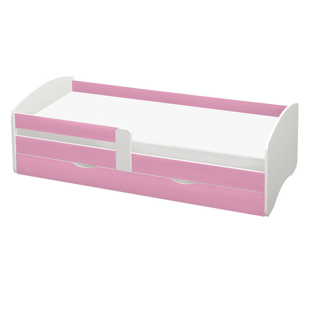 Posteľ s roštom a úložným priestorom 80x160, biela/ružová, COCOLINO