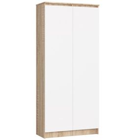 Regál R 80 cm CLP 2 dvierka 8 poličiek dub sonoma/biela