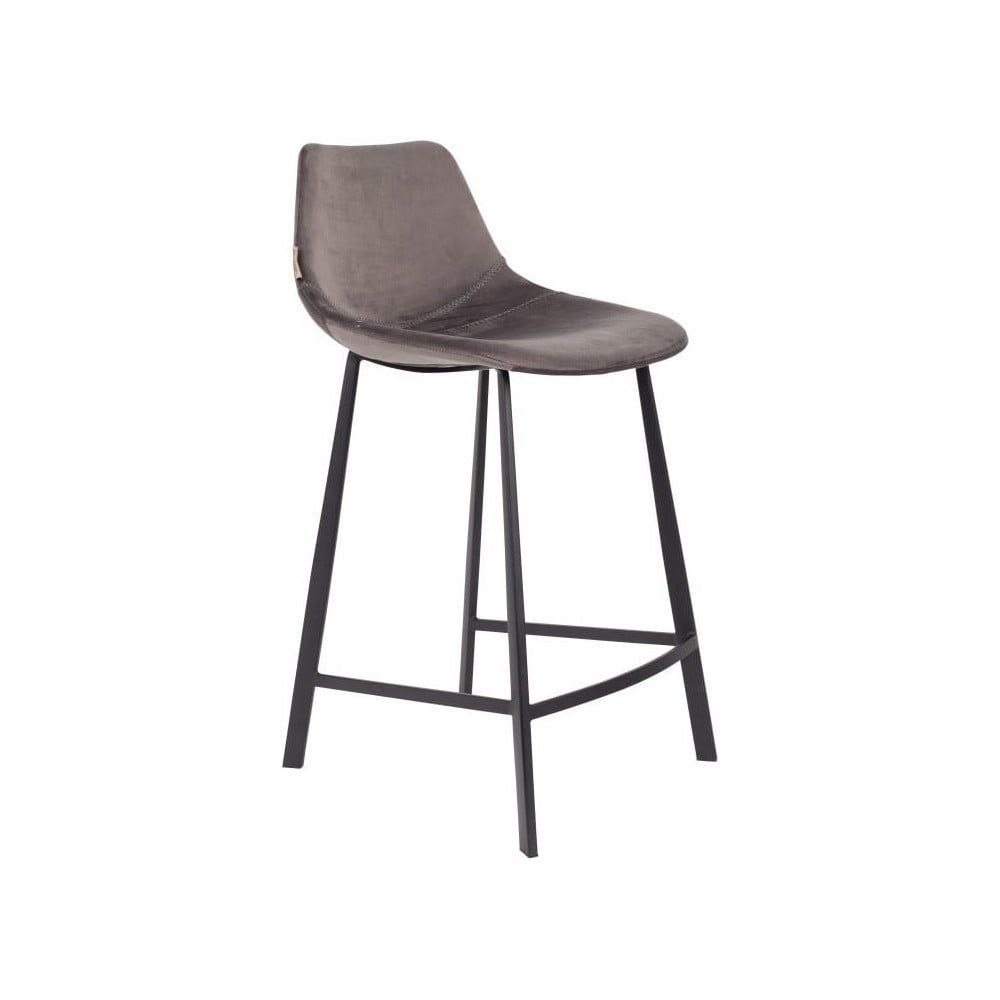 Sada 2 sivých barových stoličiek so zamatovým poťahom Dutchbone, výška 91 cm