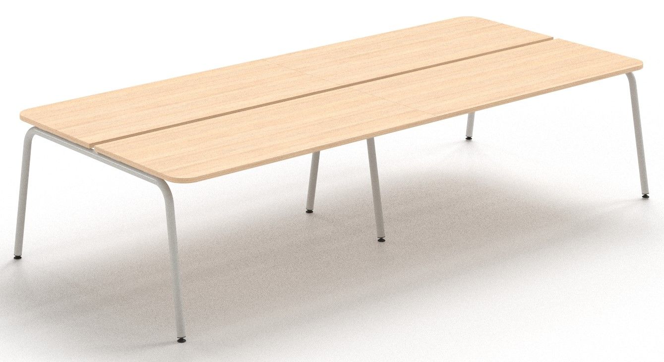 NARBUTAS - Štvormiestny pracovný stôl ROUND so zaoblenými rohmi a posuvnou doskou 240x144