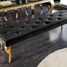Dizajnová lavica Rococo 172 cm čierna / zlatá