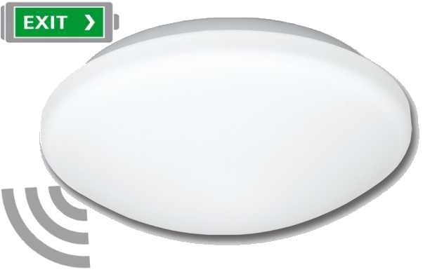 LED 18W svietidlo vrátane núdzaku, biele, IP44, max.18W, HF senz.360