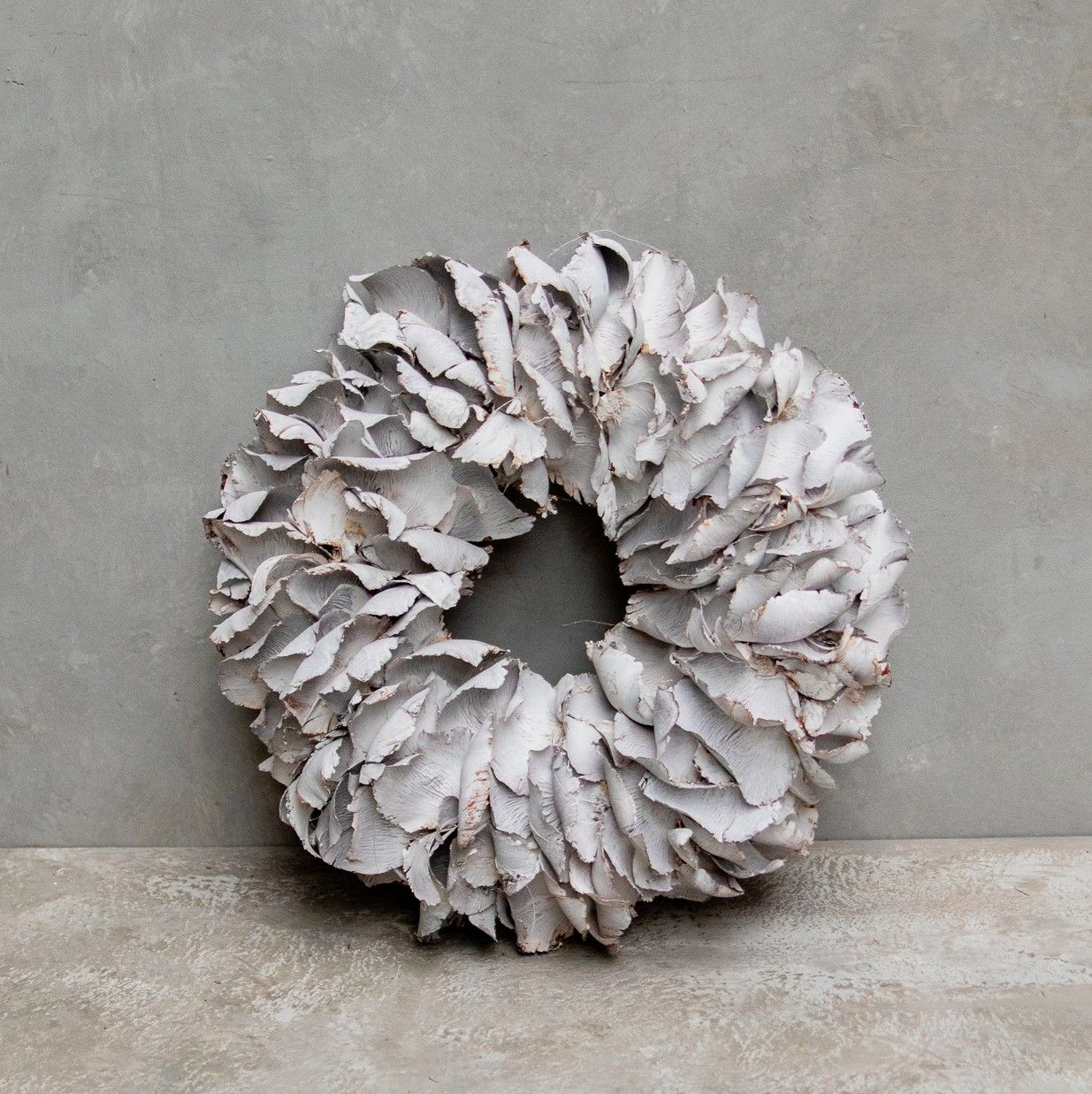 Dekoratívny veniec Palm Petal White, 40 cm
