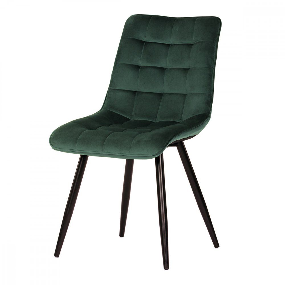 AUTRONIC CT-384 GRN4 Jídelní židle, potah v zeleném sametu, kovové podnoží v černé práškové barvě